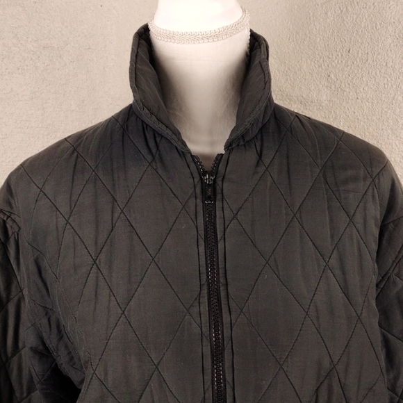 Bogari Signature 100% Silk Dark Green Collared Long Sleeve Zip Up Quilted Jacket - Picture 4 of 13